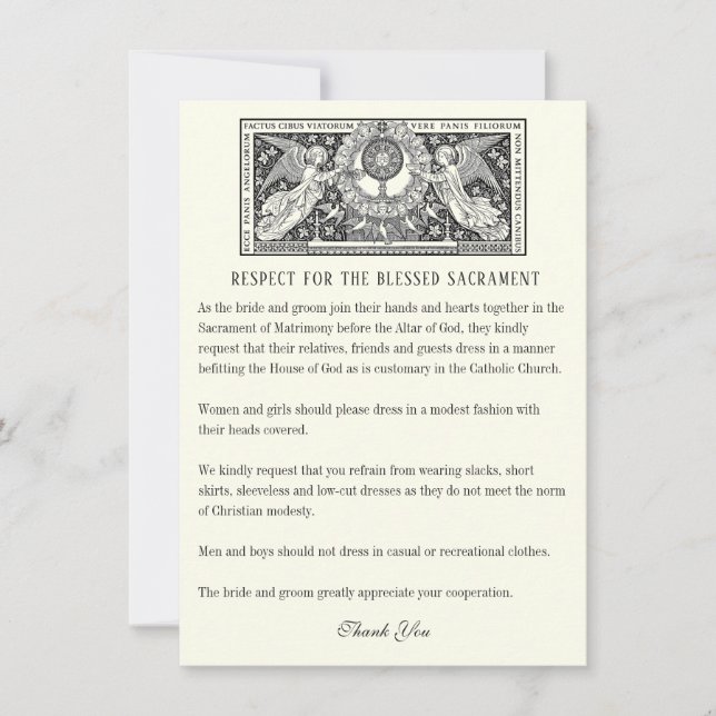 Catholic Wedding Etiquette Card (Front)