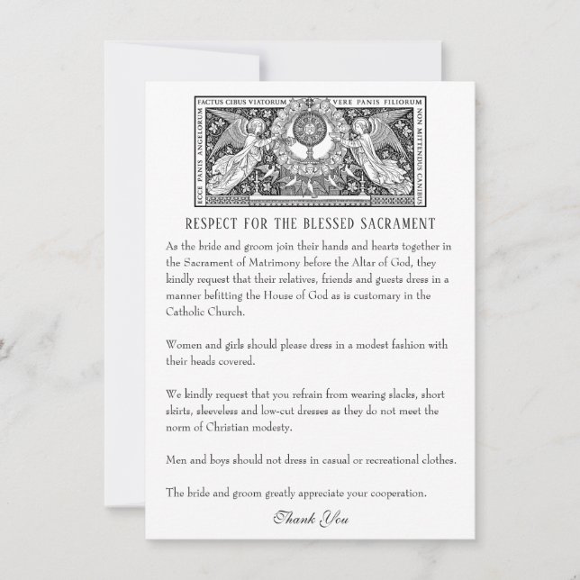 Catholic Wedding Etiquette Card (Front)