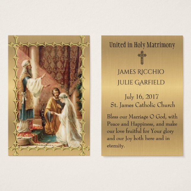 Catholic Wedding Favour Holy Card Bride Groom (Front & Back)