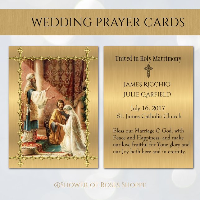 Catholic Wedding Favour Holy Card Bride Groom (Catholic Wedding Favor Holy Card Bride Groom - Easy to personalize! 
)