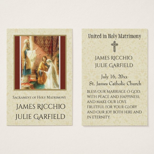 Catholic Wedding Favour Holy Card Bride Groom (Front & Back)