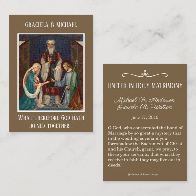 Catholic Wedding Favour Holy Card Mary Joseph (Front/Back)