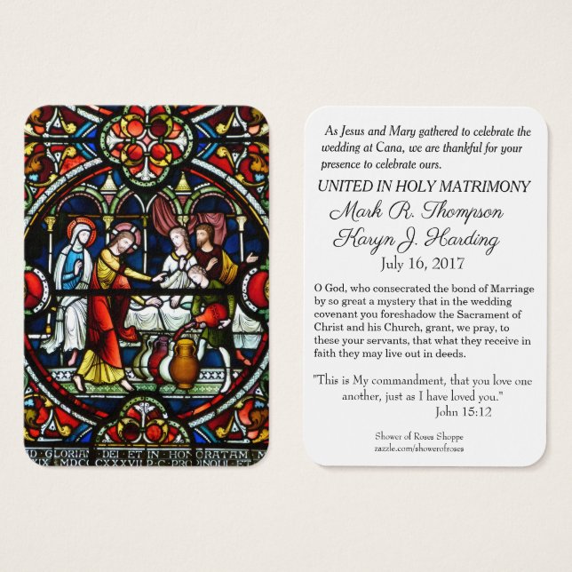 Catholic Wedding Favours Holy Cards Marriage Cana (Front & Back)