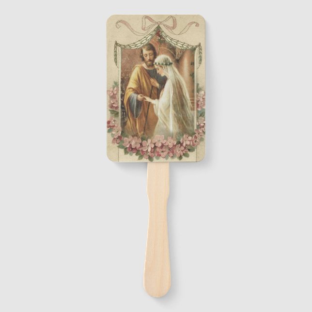 Catholic Wedding Floral Summer Spring Elegant Hand Fan (Front)