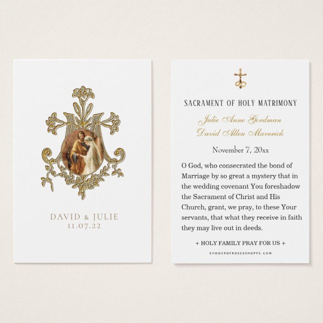 Catholic Wedding Holy Card Traditional (Front & Back)