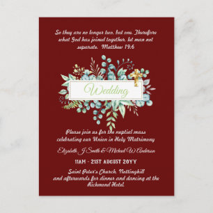 Catholic Wedding Invitations Botanical Greenery