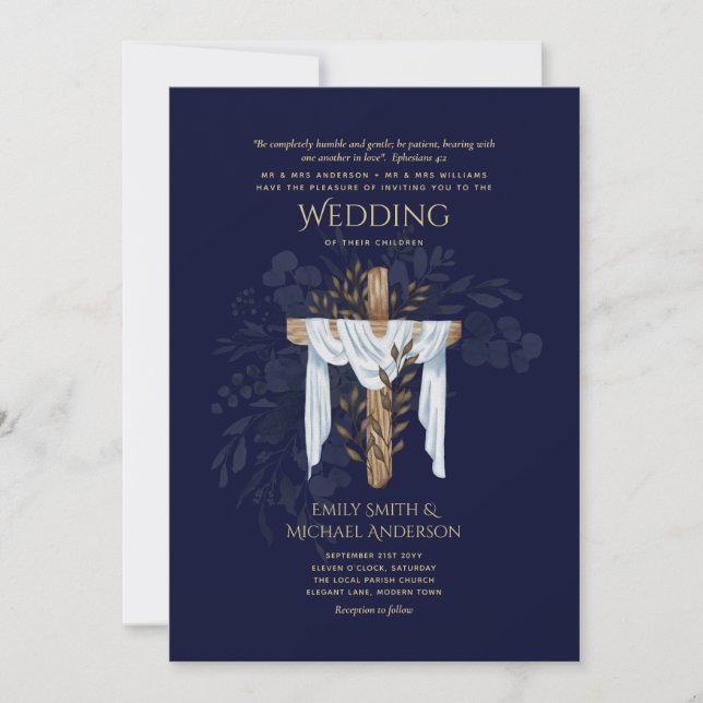 Catholic Wedding Invitations Christian Elegant  (Front)
