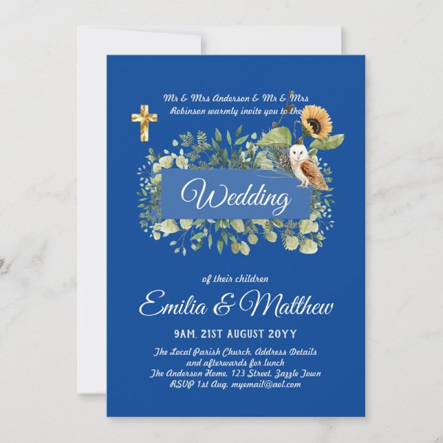 Catholic Wedding Invitations Floral Elegant Modern (Front)
