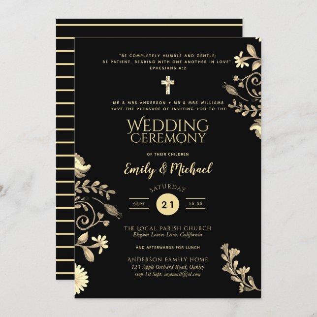 Catholic Wedding Invitations - Parents Names Verse (Front/Back)