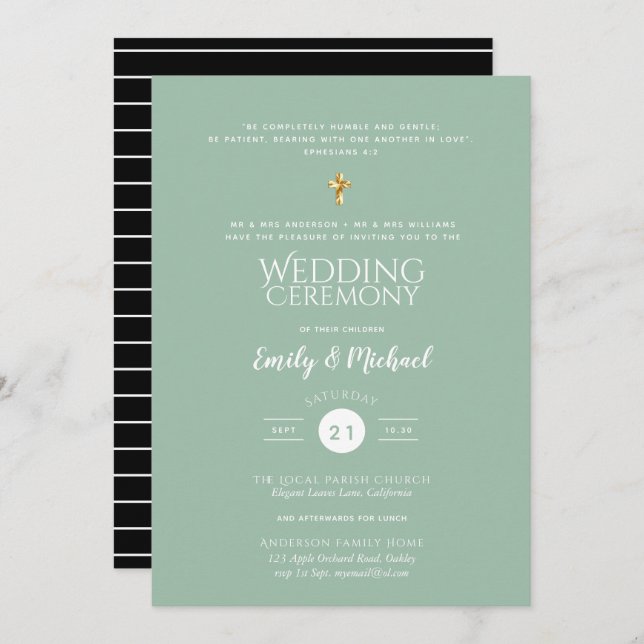Catholic Wedding Invitations - Parents Names Verse (Front/Back)