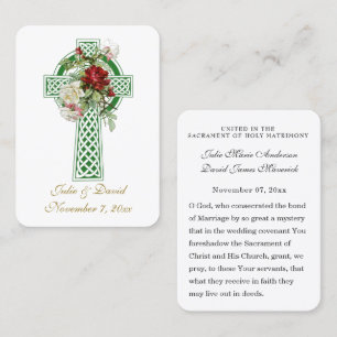 Catholic Wedding Irish Cross Favour Holy Card