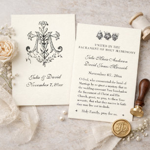 Catholic Wedding Marian Cross Prayer Card