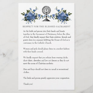 Catholic Wedding Modest Church Attire Blue Roses Stationery