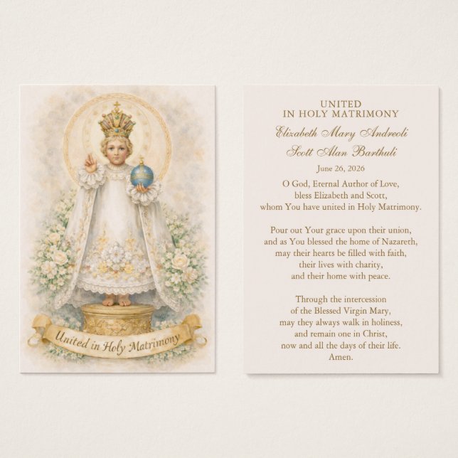 Catholic Wedding Prayer Card Betrothal  (Front & Back)