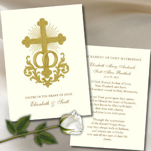 Catholic Wedding Prayer Card Gold Cross
