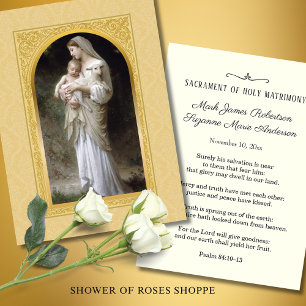 Catholic Wedding Prayer Card Virgin & Child 
