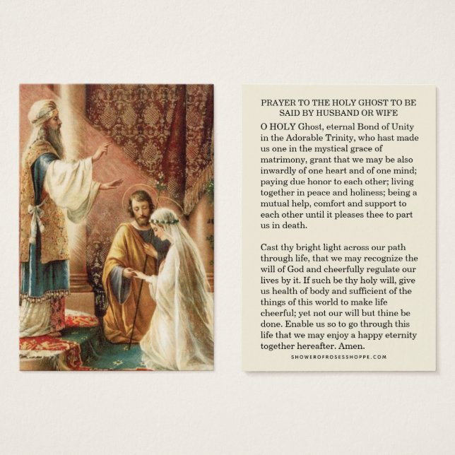 Catholic Wedding Prayer for Husband & Wife (Front & Back)