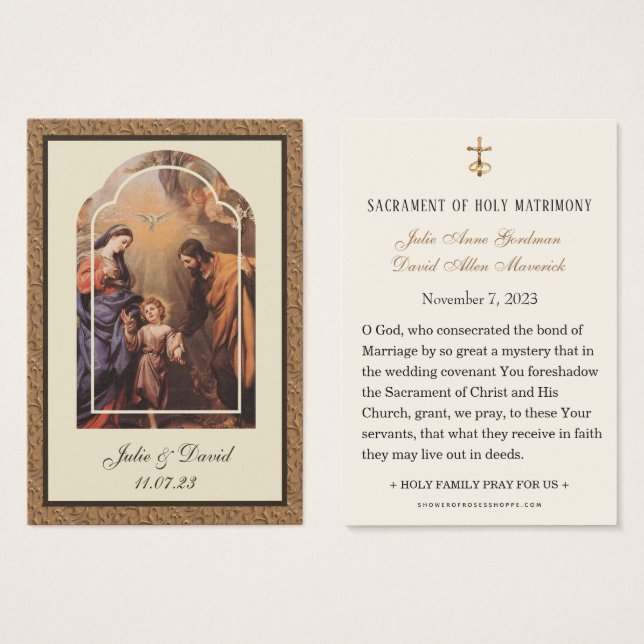 Catholic Wedding Prayer Jesus Mary Joseph (Front & Back)