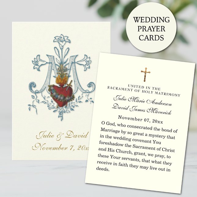 Catholic Wedding Prayer Mary Holy Card (Beautiful traditional Catholic wedding prayer cards )