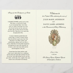 Catholic Wedding Program Vintage Floral Matrimony