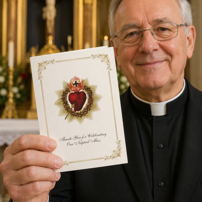 Catholic Wedding Sacred Heart Priest Appreciation Card (Creator Uploaded)