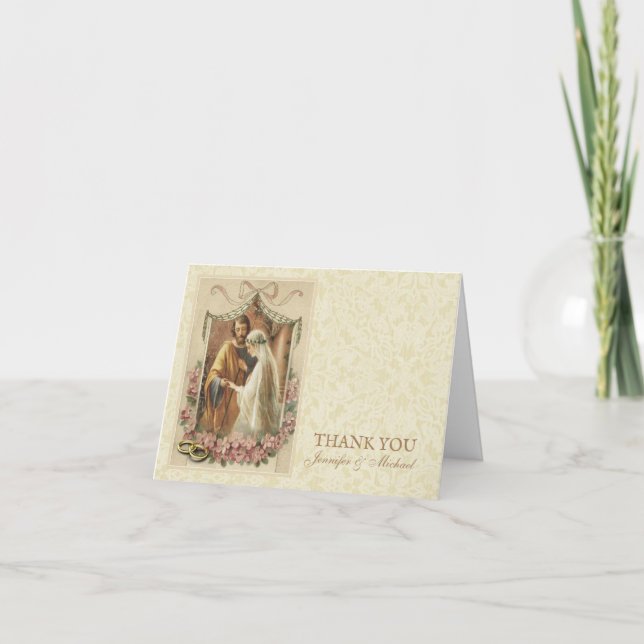 Catholic Wedding Virgin Mary St. Joseph Religious Thank You Card (Front)