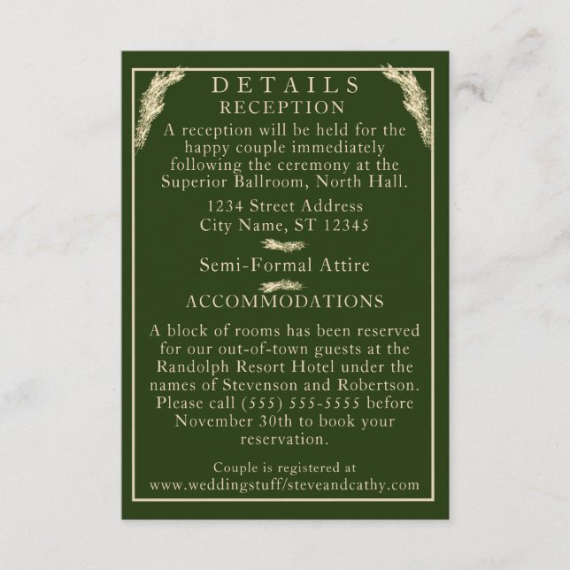 Catholic Winter Wedding Details Enclosure Card (Front)