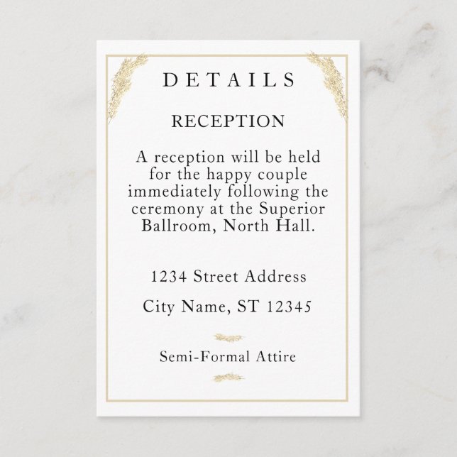 Catholic Winter Wedding Details Enclosure Card (Front)