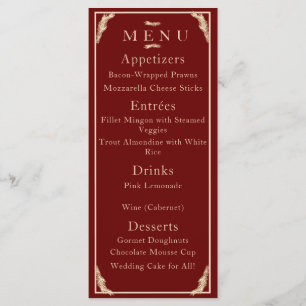 Catholic Winter Wedding Menu