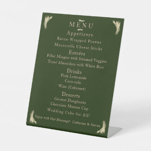 Catholic Winter Wedding Table Menu Pedestal Sign