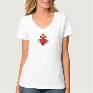 Catholic Women's Sacred Heart of Jesus V-Neck Tee