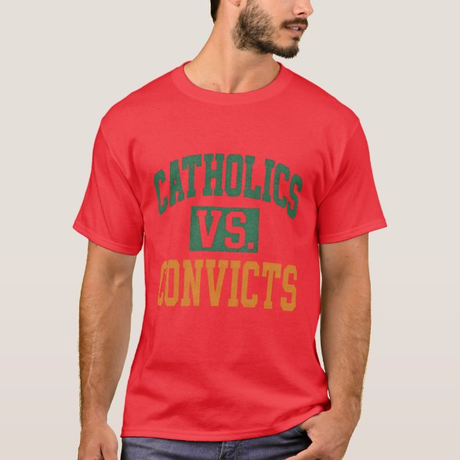 Catholics Vs. Convicts Retro Distressed Style 1988 T-Shirt (Front)