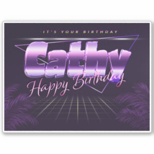Cathy Name Vorname lila retro Sticker Geburtstag