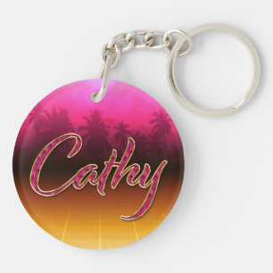 Cathy Vorname Name golden pink Schlüsselanhänger Key Ring