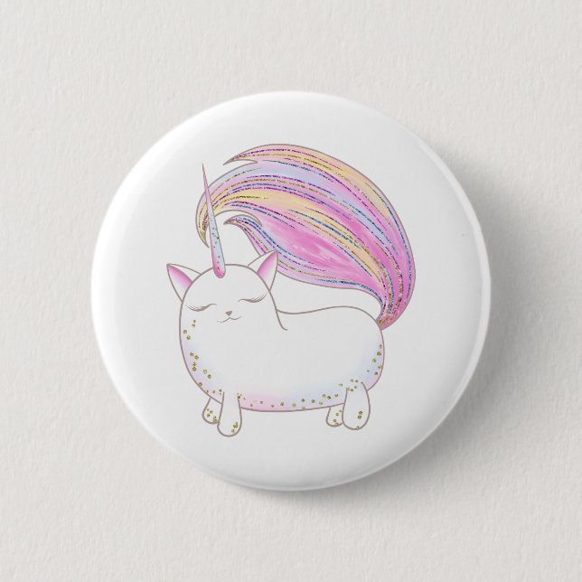 Caticorn 6 Cm Round Badge (Front)