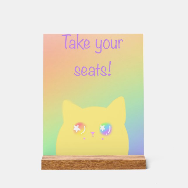 Caticorn acrylic sign for birthday party (Front)