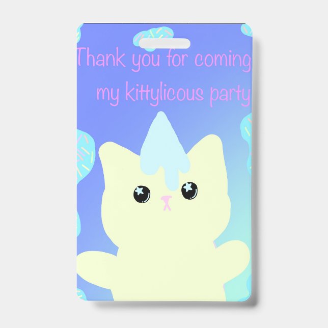 Caticorn  Birthday Favour Bags ID Badge (Front)