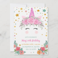Caticorn Birthday Invitation cati corn invite