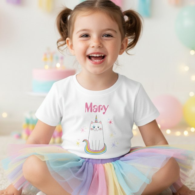 Caticorn Cat Meow-Gical Girl toddler name T-Shirt (Creator Uploaded)