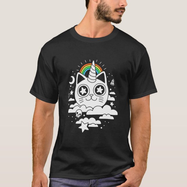 Caticorn Cat Unicorn T Rainbow Unicorn Cat T-Shirt (Front)