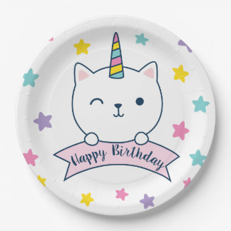 Caticorn | Happy Birthday Paper Plate