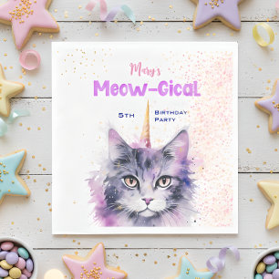 Caticorn Meow-Gical Birthday Napkin