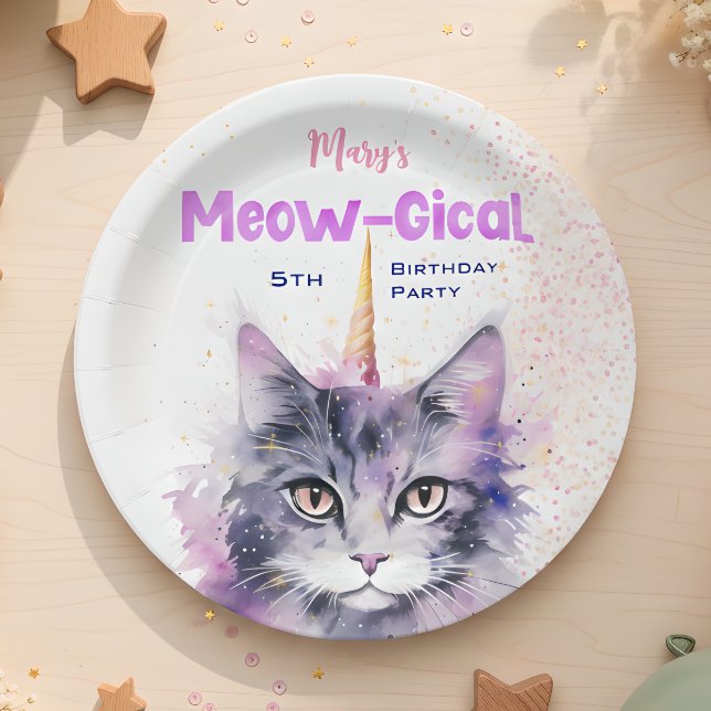Caticorn Meow-Gical Birthday Paper Plate (Creator Uploaded)