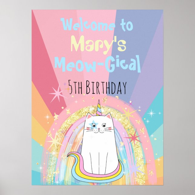 Caticorn Meow-Gical Birthday Welcome Poster (Front)