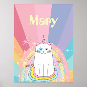 Caticorn Meow-Gical Girl Poster with name