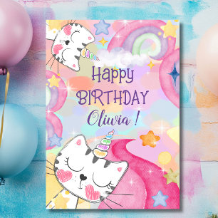 Caticorn Meow-Gical Happy Birthday Greeting Card