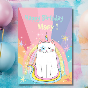 Caticorn Meow-Gical Happy Birthday Greeting Card