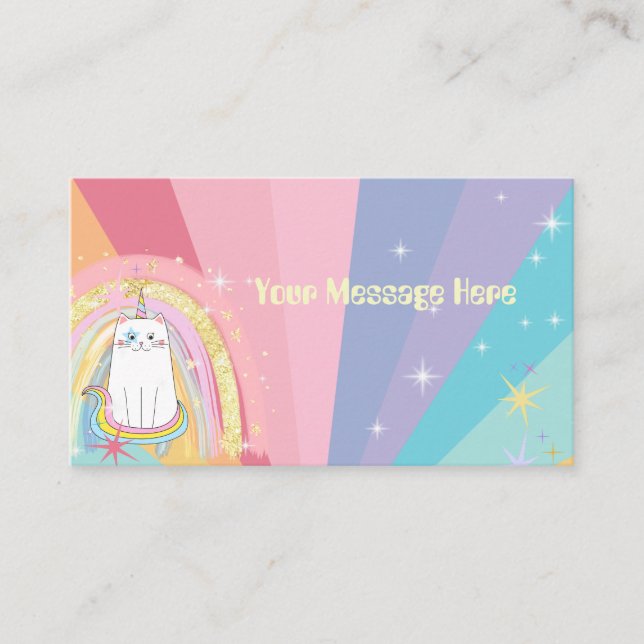 Caticorn Meow-Gical kid Birthday Message Enclosure Card (Front)