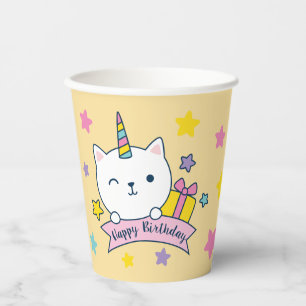 Caticorn   Paper Cups   Yellow