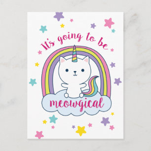 Caticorn Postcard Invitation White